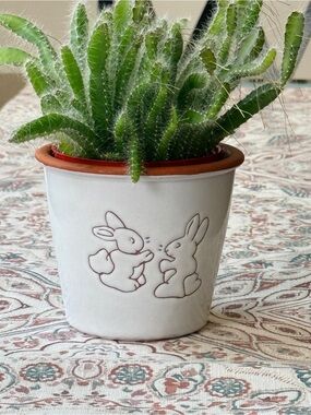 Countryman Ceramics White Terracotta Bunny Planter made in Portugal